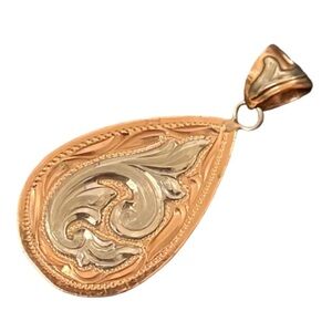 Lone Star Sterling Silver Two Tone Etched Tear Drop Pendent
